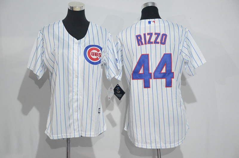 Womens 2017 MLB Chicago Cubs #44 Rizzo White Jerseys->women mlb jersey->Women Jersey